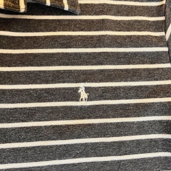 VTG‎ Polo Ralph Lauren Vintage Gray White Striped Polo Shirt Men’s Large EUC - Picture 3 of 5